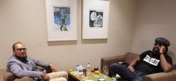 Prof. Ahmed in a meeting with cricket legend, Chris Gayle.